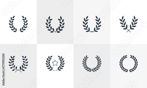 Collection of Laurel Wreaths Symbolizing Achievement and Victory.
