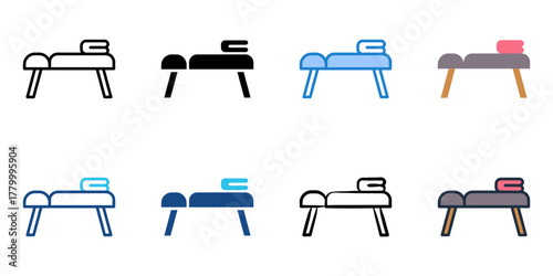 Massage table icon set multiple style collection 
