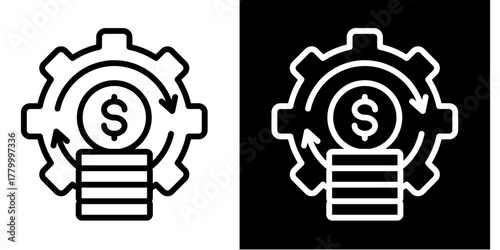 Cost Optimization  Icon Set White Style Collection

