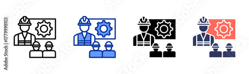 Worker Training icon sheet multiple style collection