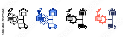 Industrial Logistics icon sheet multiple style collection