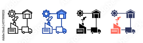 Supply Chain Connection icon sheet multiple style collection