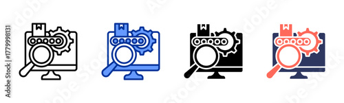 Data Monitoring icon sheet multiple style collection