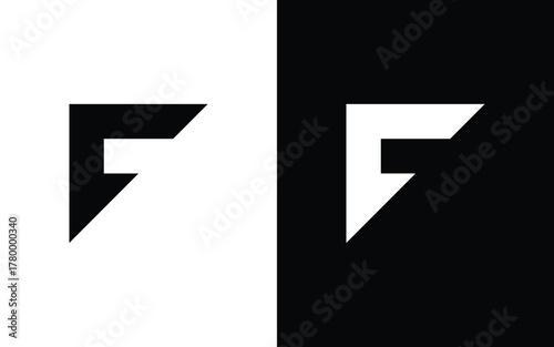 Modern geometric letter F logo with sharp angular shapes and minimalist symmetry. Perfect for tech, esports, or creative branding. Editable EPS vector design for professional use