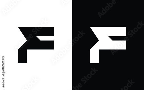 Modern geometric letter F logo with sharp angular shapes and minimalist symmetry. Perfect for tech, esports, or creative branding. Editable EPS vector design for professional use