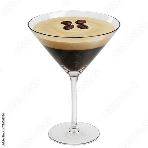 Elegant Espresso Martini Cocktail with Coffee Beans on Black perfect for menu design, bar promotions