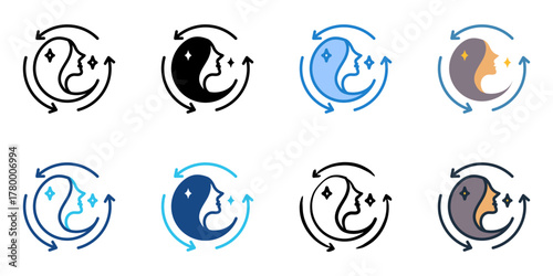 Rejuvenation icon set multiple style collection 
