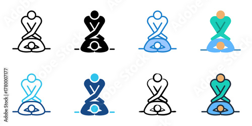 Deep tissue massage icon set multiple style collection 
