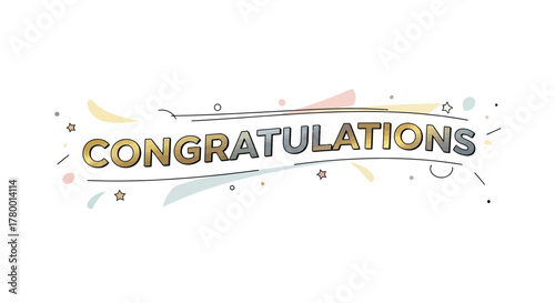 Celebrating Success A Vibrant "Congratulations" Banner with Festive Confetti and Streamers