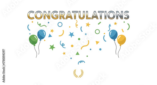 Celebrating Success with Confetti, Balloons, and a Laurel Wreath