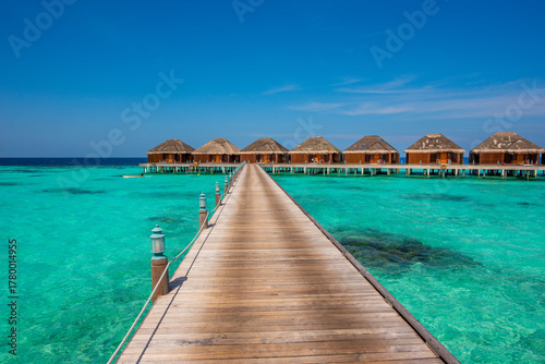 Fototapeta Naklejka Na Ścianę i Meble -  Tropical island beach landscape exotic shore coast. Tranquil closeup calm sea water waves with palm trees. Beautiful Panorama. Summer vacation, holiday amazing nature. Relax paradise, Maldives.