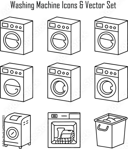 Washing Machine Icons & vector Set