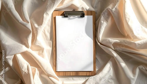 Clipboard Mockup on Silk Fabric - A Blank Canvas for Creativity.