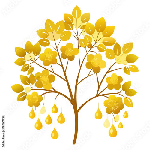 golden rain tree  on white background