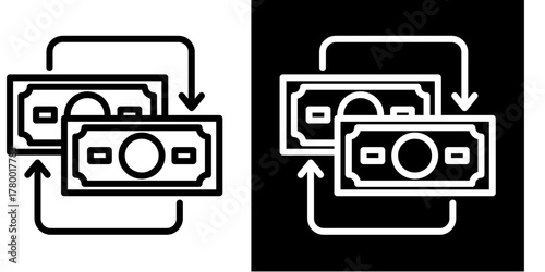 Exchange Rate Icon Set White Style Collection