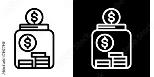 Savings Icon Set White Style Collection