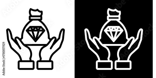 Wealth Icon Set White Style Collection