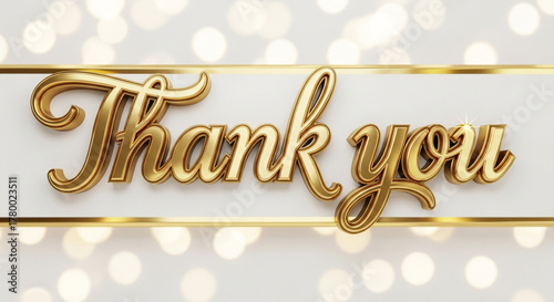 Thank you, holiday greeting card illustration design with gold text and winter decoration symbol