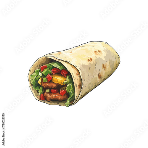 burrito hand drawn vector illustration