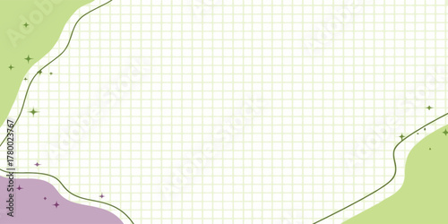 Cute pastel green grid with sparkling stars background creates a calm and fresh feel for presentations and creative projects
