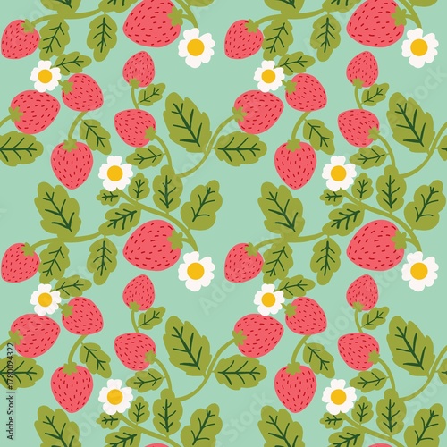 seamless pattern with stawberries.Strawberry background image.