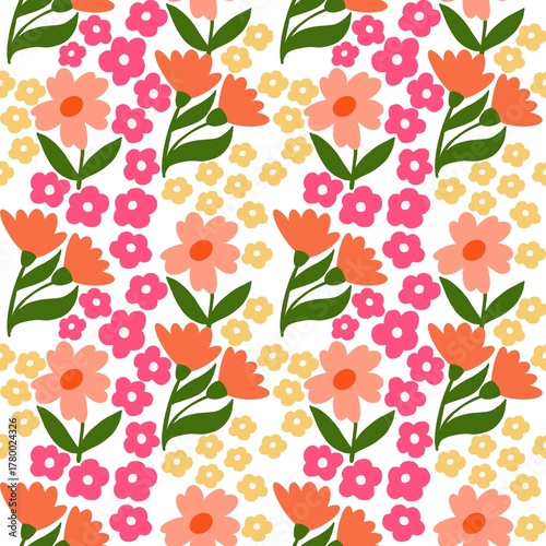 Cute seamless pattern in small flower.Small colorful flowers.