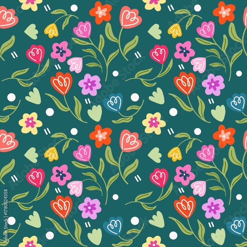 Cute seamless pattern in small flower.Small colorful flowers.
