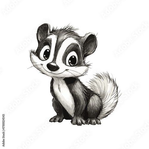 skunk drawn vector illustration