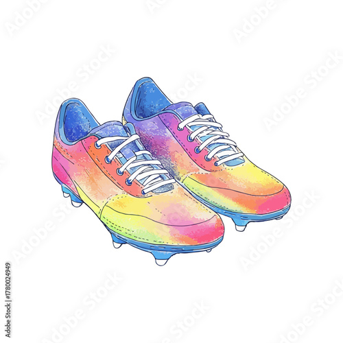 soccer shoes hand drawn illustration
