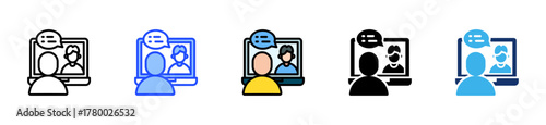 Online Job Interview Icon Collection With Multiple Styles
