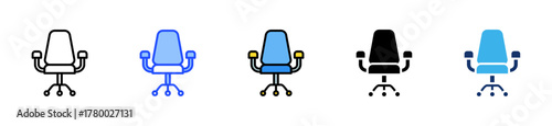 Ergonomic Chair Icon Collection With Multiple Styles
