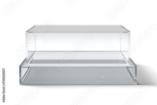 Isolated Clear Acrylic Display Box and Riser Mockup