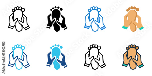 Foot massage icon set multiple style collection 
