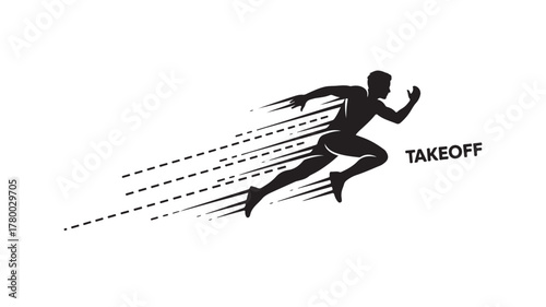 Black vector silhouette illustration of a person running