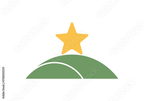 Green hills with a yellow star above depicting the symbol of Epiphany  