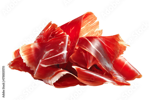 Premium Sliced Cured Ham (Jamón/Prosciutto) isolated on transparent background