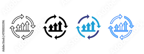 Continuous Improvement  Collection icon set multiple style collection