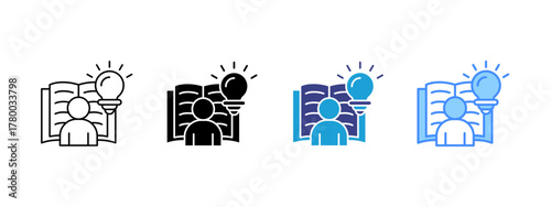 Learning Collection icon set multiple style collection