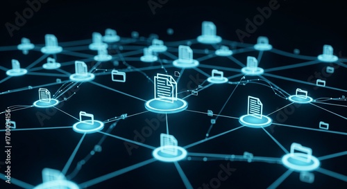 Abstract network of connected data files in a digital space