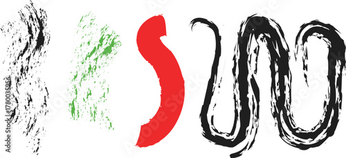 Abstract Graphic Elements: A collection of various textured shapes and strokes, blending artistic expression with a modern aesthetic, perfect for creative projects.