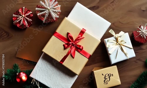 Kado dihias pita merah yang mengikat tampak elegan untuk hadiah di hari spesial 