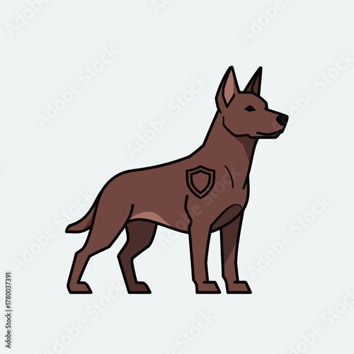 Guard Dog Vector Illustration – Security Protection Concept