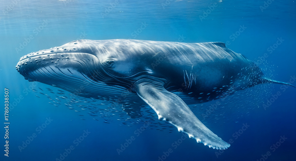 Fototapeta premium Humpback Whale in Clear Blue Sea