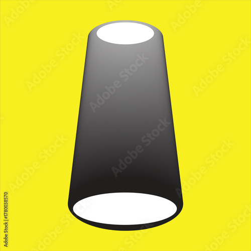 Εκτύπωση καμβά A black conical shape with white circular openings at the top and bottom against