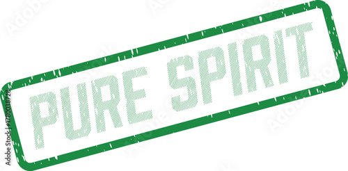 Distressed green Pure Spirit text in a grunge rubber stamp for inner vitality and wellness