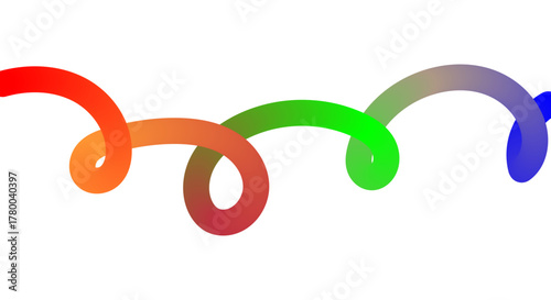 Colorful abstract spiral ribbon with a smooth gradient on white background
