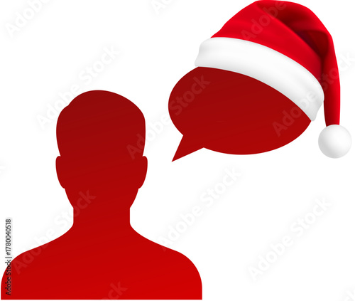Red Christmas Conversation Icon with a Santa Hat for Holiday Greetings Chat