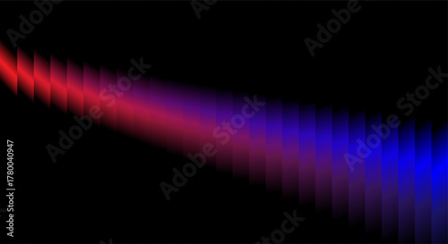 Abstract diagonal gradient of red to blue light on black background