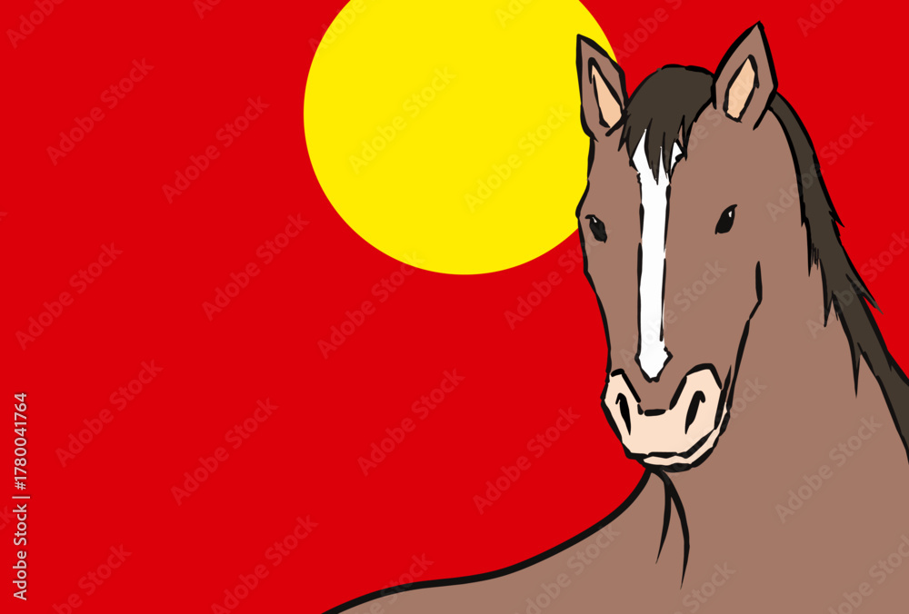 Obraz premium 年賀状, 馬, 午, 午年, 正月, 和風, 和柄, 謹賀新年, 元旦