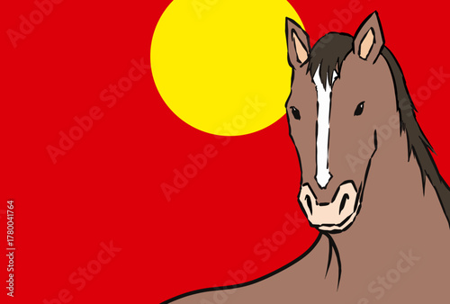 年賀状, 馬, 午, 午年, 正月, 和風, 和柄, 謹賀新年, 元旦